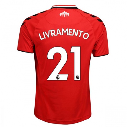 Hombre Fútbol Camiseta Tino Livramento #21 Rojo Blanco 1ª Equipación 2021/22 La Camisa Chile
