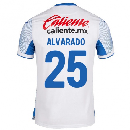 Hombre Fútbol Camiseta Roberto Alvarado #25 Blanco 2ª Equipación 2021/22 La Camisa Chile