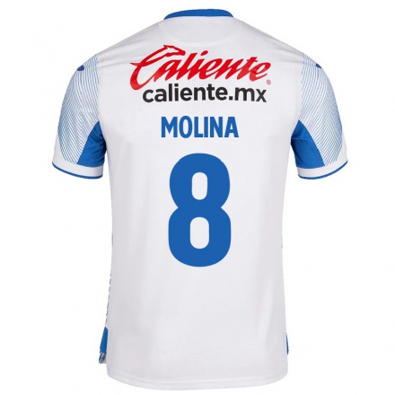 Hombre Fútbol Camiseta Dalia Molina #8 Blanco 2ª Equipación 2021/22 La Camisa Chile