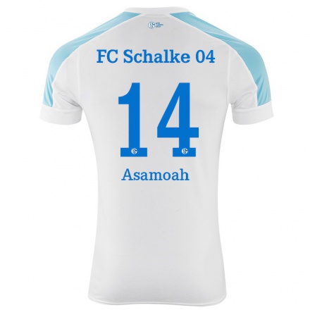 Hombre Fútbol Camiseta Gerald Asamoah #14 Blanco Azul 2ª Equipación 2021/22 La Camisa Chile