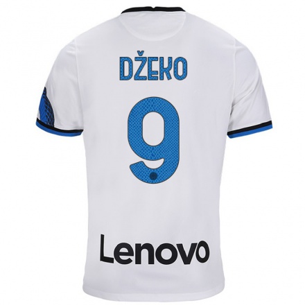 Hombre Fútbol Camiseta Edin Dzeko #9 Blanco Azul 2ª Equipación 2021/22 La Camisa Chile