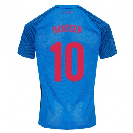 Hombre Fútbol Camiseta Nadine Hanssen #10 Cielo Azul 2ª Equipación 2021/22 La Camisa Chile