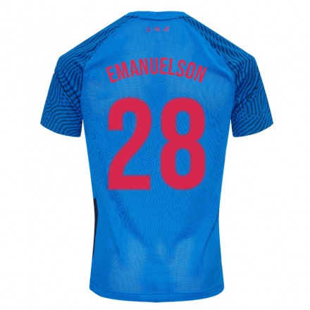 Hombre Fútbol Camiseta Urby Emanuelson #28 Cielo Azul 2ª Equipación 2021/22 La Camisa Chile