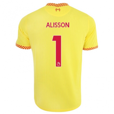 Hombre Fútbol Camiseta Alisson #1 Amarillo 3ª Equipación 2021/22 La Camisa Chile