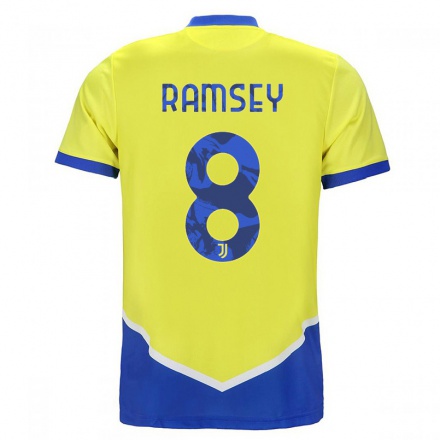 Hombre Fútbol Camiseta Aaron Ramsey #8 Azul Amarillo 3ª Equipación 2021/22 La Camisa Chile