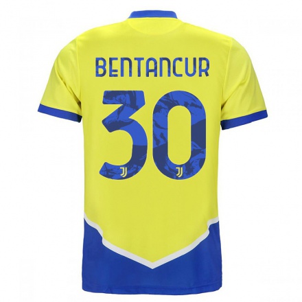 Hombre Fútbol Camiseta Rodrigo Bentancur #30 Azul Amarillo 3ª Equipación 2021/22 La Camisa Chile