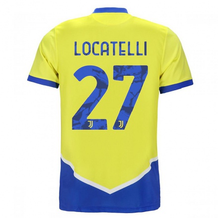 Hombre Fútbol Camiseta Manuel Locatelli #27 Azul Amarillo 3ª Equipación 2021/22 La Camisa Chile