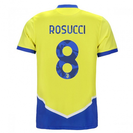 Hombre Fútbol Camiseta Martina Rosucci #8 Azul Amarillo 3ª Equipación 2021/22 La Camisa Chile