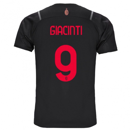 Hombre Fútbol Camiseta Valentina Giacinti #9 Negro 3ª Equipación 2021/22 La Camisa Chile
