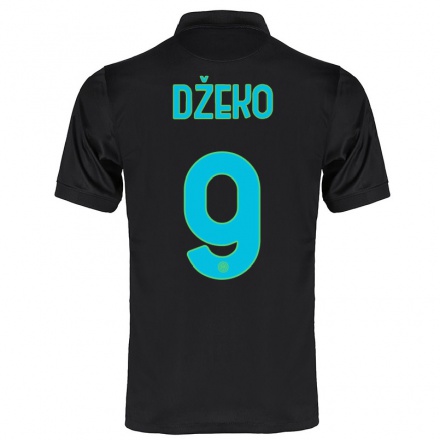 Hombre Fútbol Camiseta Edin Dzeko #9 Negro 3ª Equipación 2021/22 La Camisa Chile