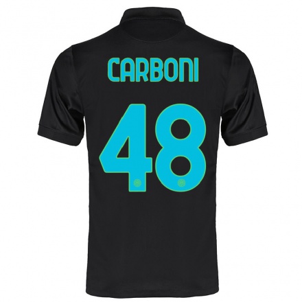 Hombre Fútbol Camiseta Franco Carboni #48 Negro 3ª Equipación 2021/22 La Camisa Chile