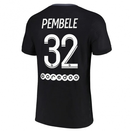 Hombre Fútbol Camiseta Timothee Pembele #32 Negro 3ª Equipación 2021/22 La Camisa Chile