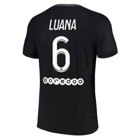 Hombre Fútbol Camiseta Luana #6 Negro 3ª Equipación 2021/22 La Camisa Chile