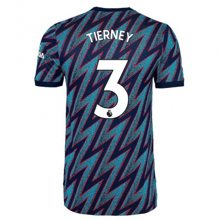 Hombre Fútbol Camiseta Kieran Tierney #3 Azul Negro 3ª Equipación 2021/22 La Camisa Chile
