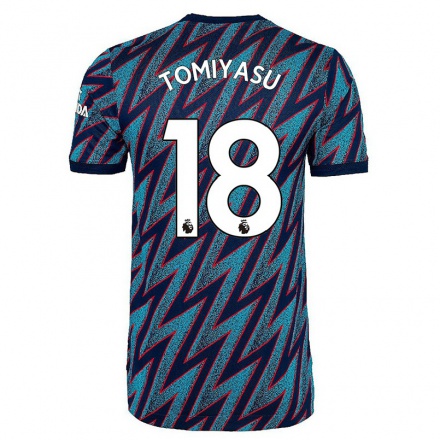 Hombre Fútbol Camiseta Takehiro Tomiyasu #18 Azul Negro 3ª Equipación 2021/22 La Camisa Chile
