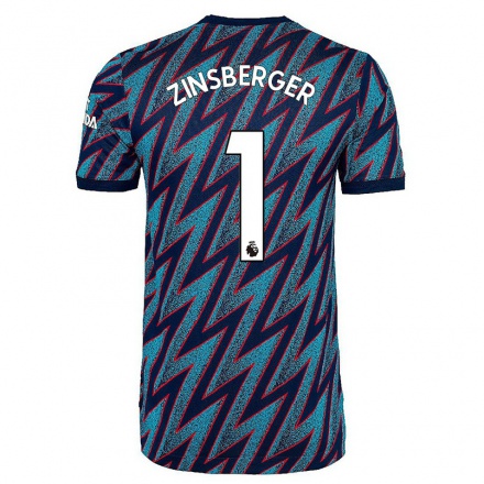 Hombre Fútbol Camiseta Manuela Zinsberger #1 Azul Negro 3ª Equipación 2021/22 La Camisa Chile