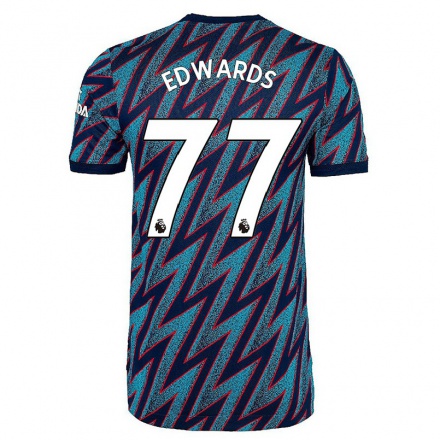 Hombre Fútbol Camiseta Khayon Edwards #77 Azul Negro 3ª Equipación 2021/22 La Camisa Chile