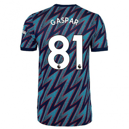 Hombre Fútbol Camiseta Luigi Gaspar #81 Azul Negro 3ª Equipación 2021/22 La Camisa Chile