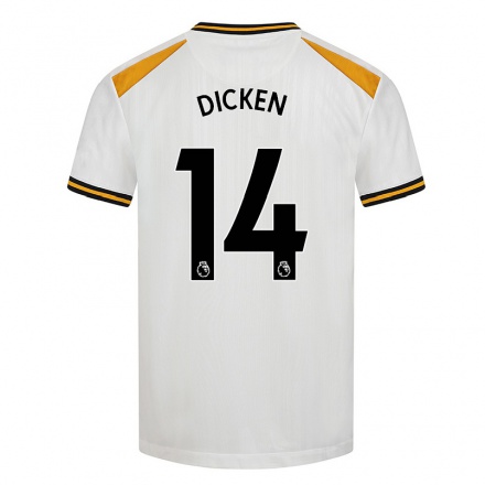 Hombre Fútbol Camiseta Amy Dicken #14 Blanco Amarillo 3ª Equipación 2021/22 La Camisa Chile