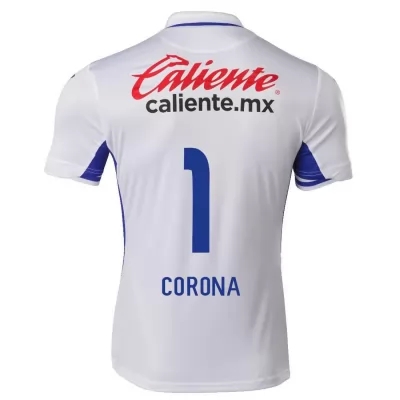 Hombre Fútbol Camiseta Jesus Corona #1 2ª Equipación Blanco Azul 2020/21 La Camisa Chile