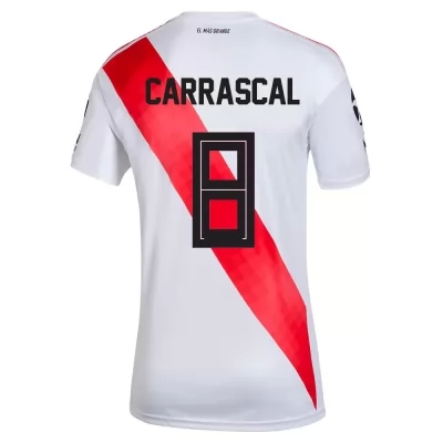 Hombre Fútbol Camiseta Jorge Carrascal #8 1ª Equipación Blanco 2020/21 La Camisa Chile