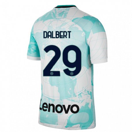 Kandiny Niño Camiseta Dalbert #29 Verde Claro Blanco Equipación Tercera 2022/23 La Camisa Chile
