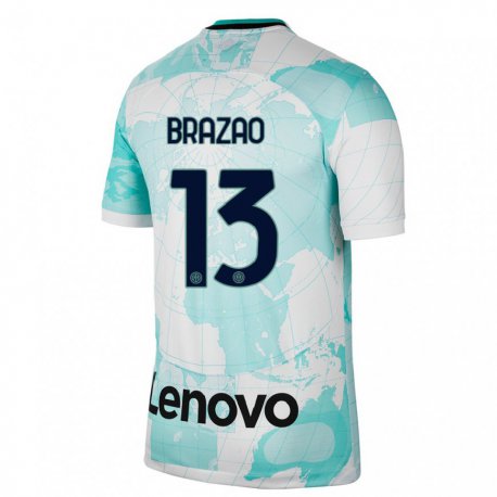 Kandiny Niño Camiseta Gabriel Brazao #13 Verde Claro Blanco Equipación Tercera 2022/23 La Camisa Chile