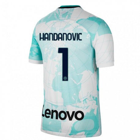 Kandiny Niño Camiseta Samir Handanovic #1 Verde Claro Blanco Equipación Tercera 2022/23 La Camisa Chile