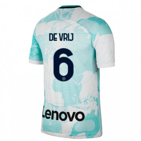 Kandiny Niño Camiseta Stefan De Vrij #6 Verde Claro Blanco Equipación Tercera 2022/23 La Camisa Chile