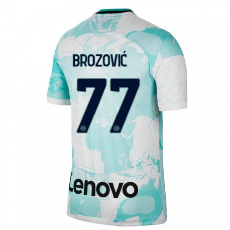 Kandiny Niño Camiseta Marcelo Brozovic #77 Verde Claro Blanco Equipación Tercera 2022/23 La Camisa Chile