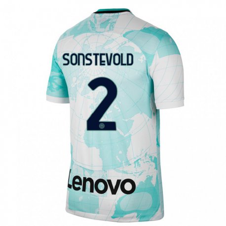 Kandiny Niño Camiseta Anja Sonstevold #2 Verde Claro Blanco Equipación Tercera 2022/23 La Camisa Chile