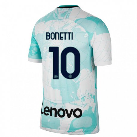 Kandiny Niño Camiseta Tatiana Bonetti #10 Verde Claro Blanco Equipación Tercera 2022/23 La Camisa Chile