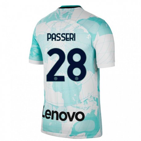 Kandiny Niño Camiseta Angela Passeri #28 Verde Claro Blanco Equipación Tercera 2022/23 La Camisa Chile