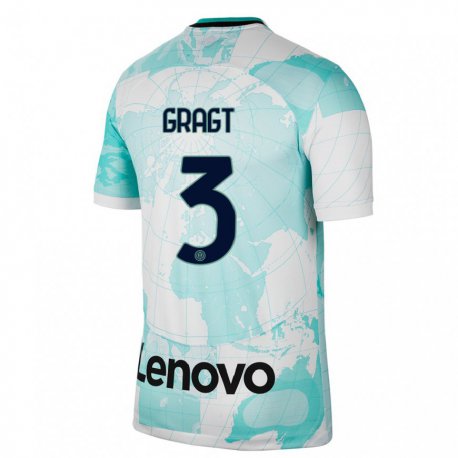Kandiny Niño Camiseta Stefanie Van Der Gragt #3 Verde Claro Blanco Equipación Tercera 2022/23 La Camisa Chile