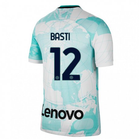 Kandiny Niño Camiseta Matteo Basti #12 Verde Claro Blanco Equipación Tercera 2022/23 La Camisa Chile