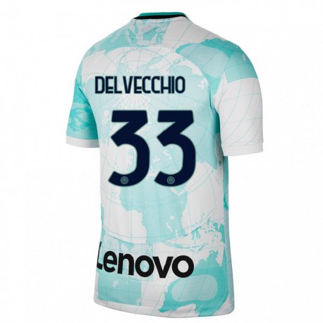 Kandiny Niño Camiseta Gabriele Delvecchio #33 Verde Claro Blanco Equipación Tercera 2022/23 La Camisa Chile