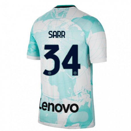 Kandiny Niño Camiseta Amadou Sarr #34 Verde Claro Blanco Equipación Tercera 2022/23 La Camisa Chile
