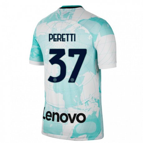 Kandiny Niño Camiseta Lorenzo Peretti #37 Verde Claro Blanco Equipación Tercera 2022/23 La Camisa Chile