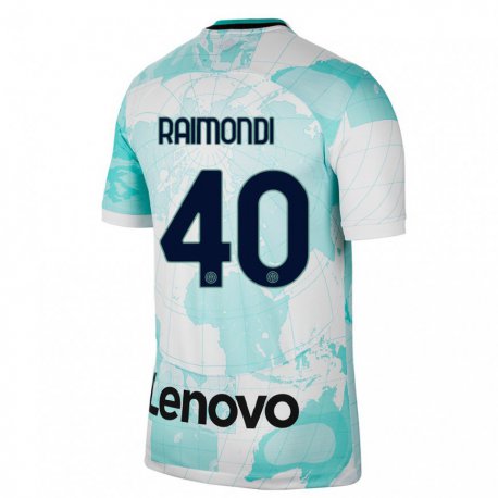 Kandiny Niño Camiseta Paolo Raimondi #40 Verde Claro Blanco Equipación Tercera 2022/23 La Camisa Chile