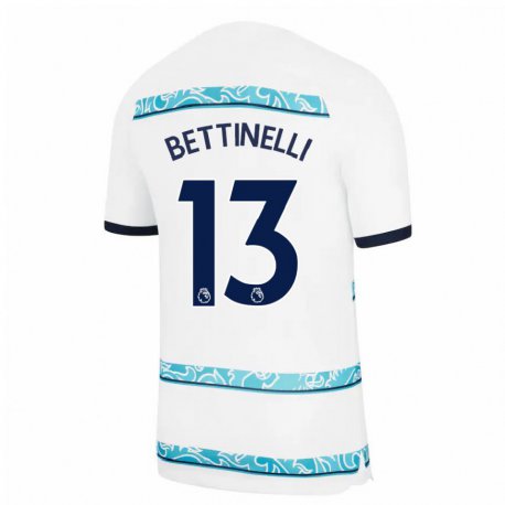 Kandiny Niño Camiseta Marcus Bettinelli #13 Blanco Azul Claro Equipación Tercera 2022/23 La Camisa Chile