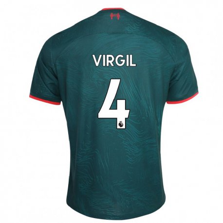 Kandiny Niño Camiseta Virgil Van Dijk #4 Verde Oscuro Equipación Tercera 2022/23 La Camisa Chile