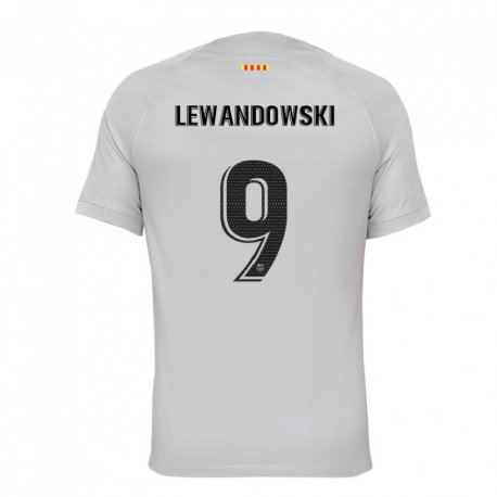 Kandiny Niño Camiseta Robert Lewandowski #9 Gris Rojo Azul Equipación Tercera 2022/23 La Camisa Chile
