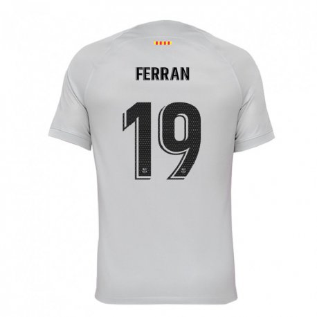 Kandiny Niño Camiseta Ferran Torres #19 Gris Rojo Azul Equipación Tercera 2022/23 La Camisa Chile