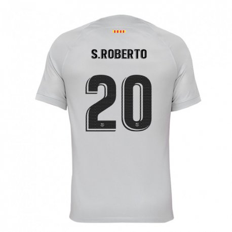 Kandiny Niño Camiseta Sergi Roberto #20 Gris Rojo Azul Equipación Tercera 2022/23 La Camisa Chile