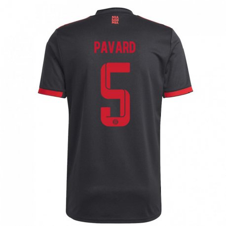 Kandiny Niño Camiseta Benjamin Pavard #5 Negro Y Rojo Equipación Tercera 2022/23 La Camisa Chile