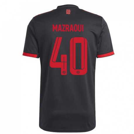 Kandiny Niño Camiseta Noussair Mazraoui #40 Negro Y Rojo Equipación Tercera 2022/23 La Camisa Chile