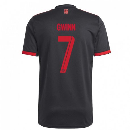 Kandiny Niño Camiseta Giulia Gwinn #7 Negro Y Rojo Equipación Tercera 2022/23 La Camisa Chile