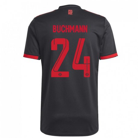 Kandiny Niño Camiseta Tarek Buchmann #24 Negro Y Rojo Equipación Tercera 2022/23 La Camisa Chile