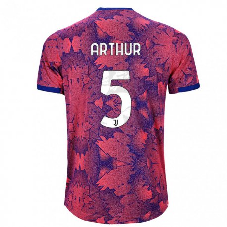 Kandiny Niño Camiseta Arthur #5 Rosa Rojo Azul Equipación Tercera 2022/23 La Camisa Chile
