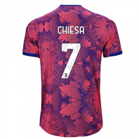 Kandiny Niño Camiseta Federico Chiesa #7 Rosa Rojo Azul Equipación Tercera 2022/23 La Camisa Chile